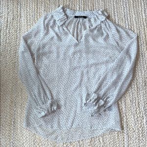 Ark & Co Sheer Polka Dot Ruffle Blouse Small